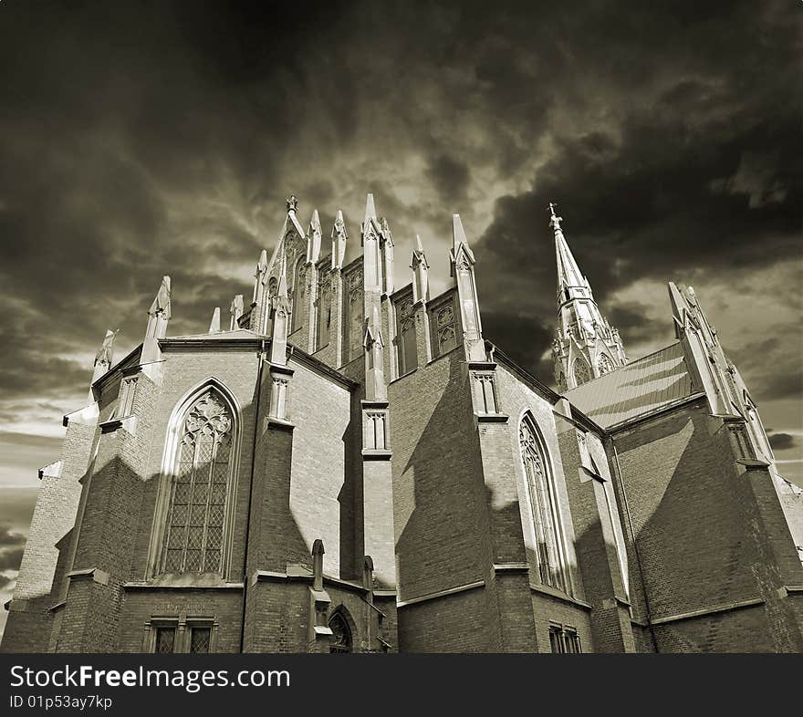 Church st. Gertruda's in Riga, Latvia, built in 1866 by architect J.D. Felsko. Church st. Gertruda's in Riga, Latvia, built in 1866 by architect J.D. Felsko.