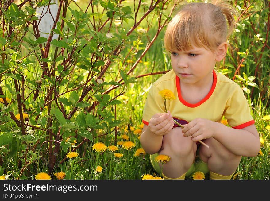 The girl with dandelions