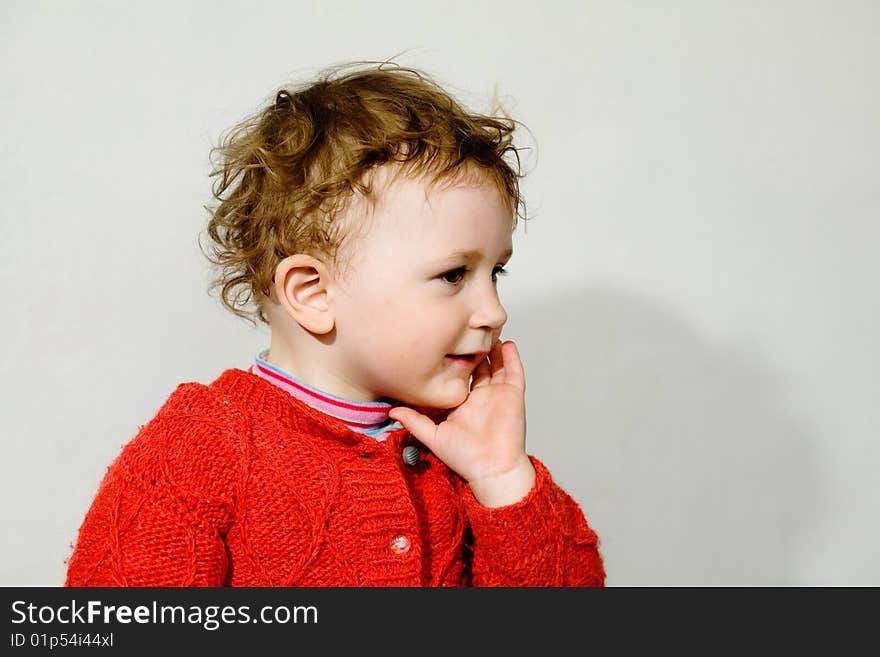 Smiling Little Boy  With Dishevelled Hair