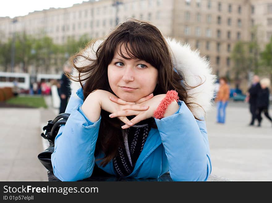 Beautiful girl is thinking about something. Beautiful girl is thinking about something