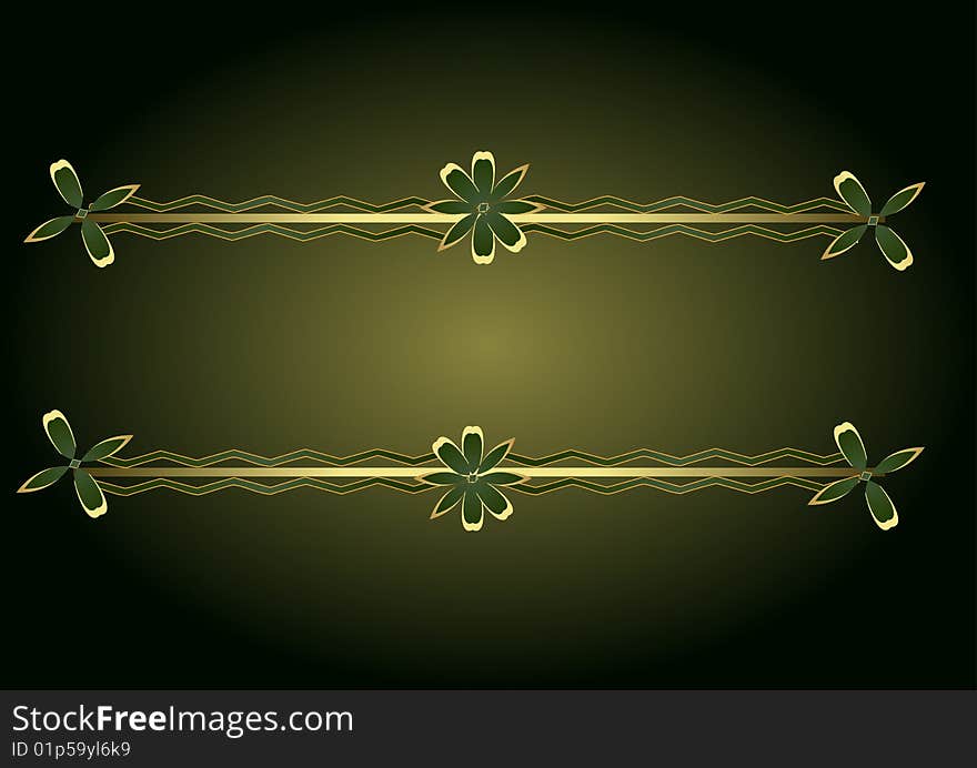 A black illustration with two strips of flowers. A black illustration with two strips of flowers