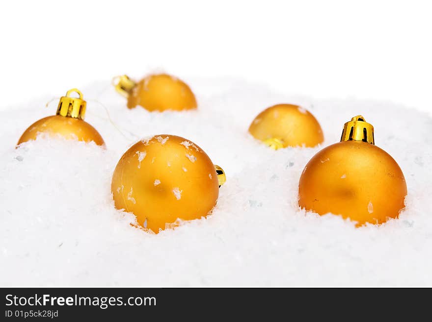 Christmas balls with snow