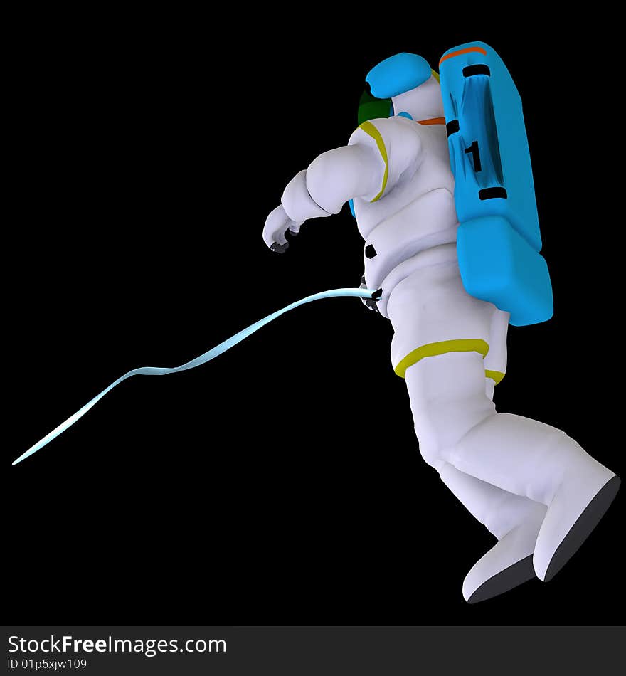 Rendering of an astronaut with Clipping Path over black