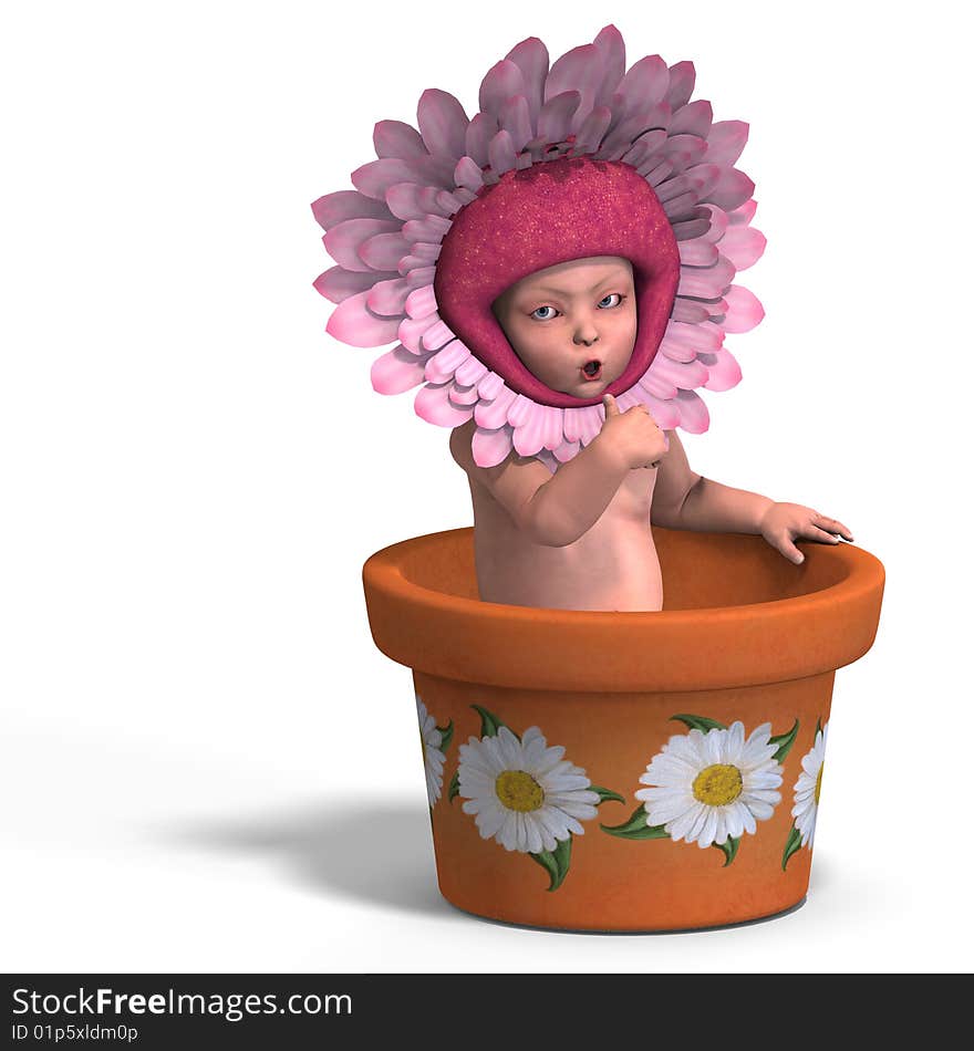 Baby in flower pot