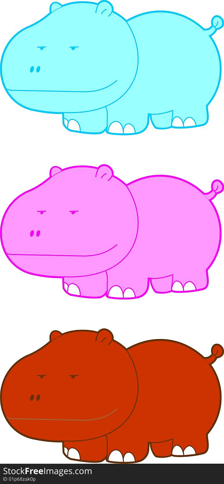 Hippopotamus three color