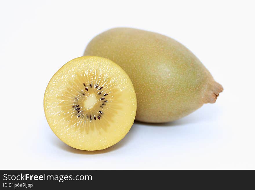 Gold kiwifruit isolated on white background