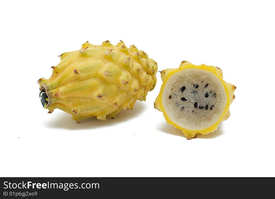 Yellow dragon fruit and its section