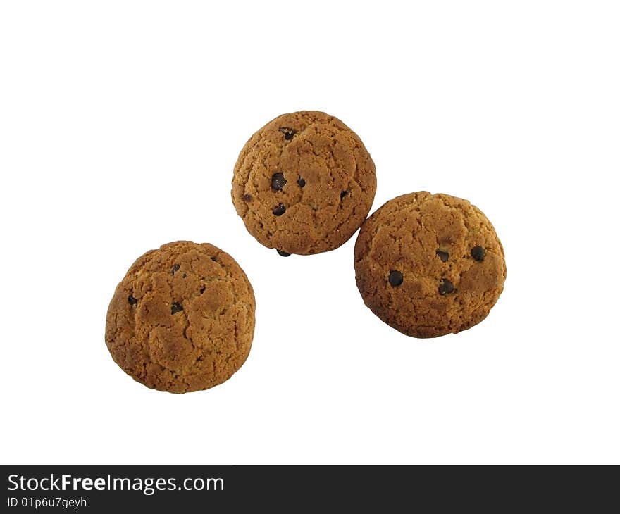 Useful breakfast.Tasty cookies on a white background.