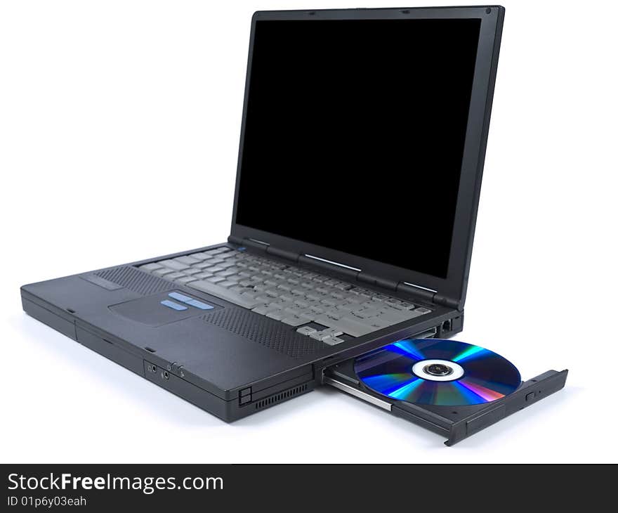 Black laptop and DVD