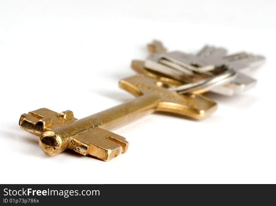 Keys Closeup on white background. Keys Closeup on white background