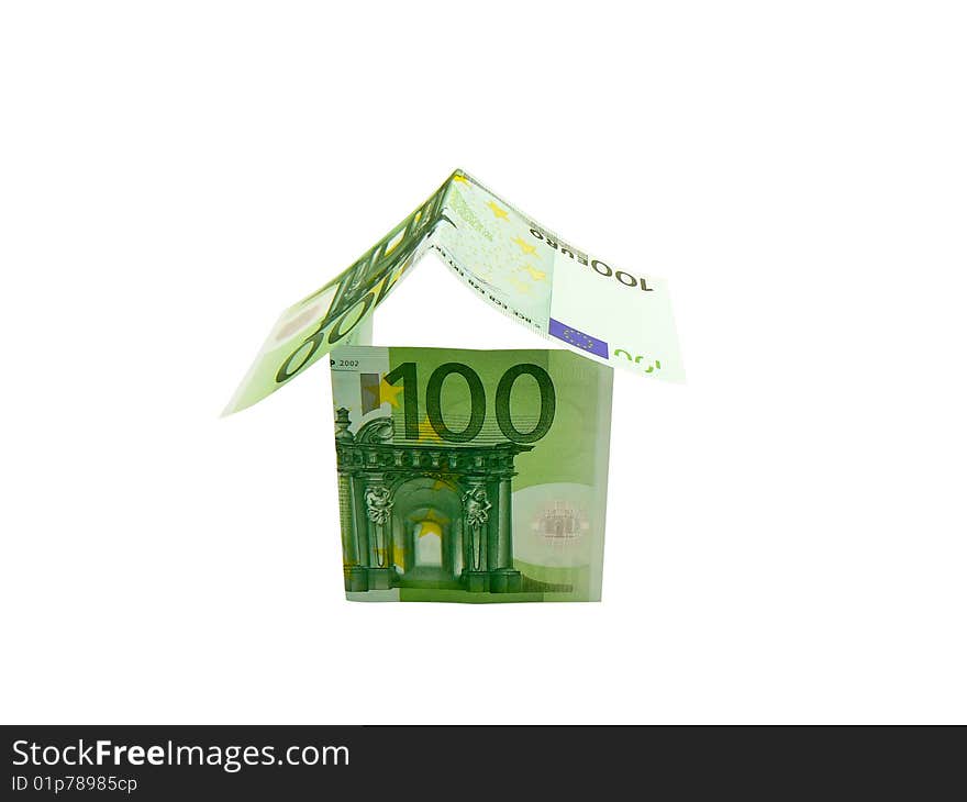 House made of money isolated on white background