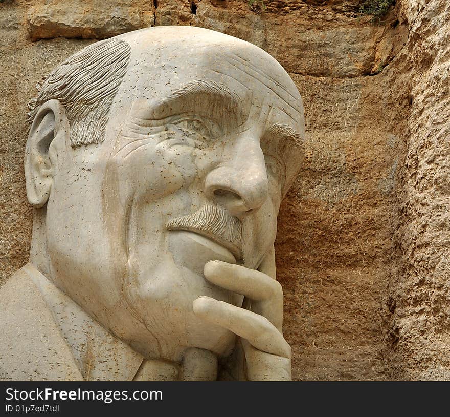 Carved in rocks, this man's face Micheal Naymeh writer and poet from Lebanon lies immortal