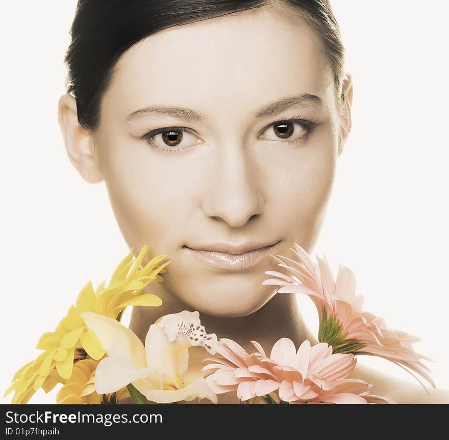 Portrait of pretty young woman in black scarf