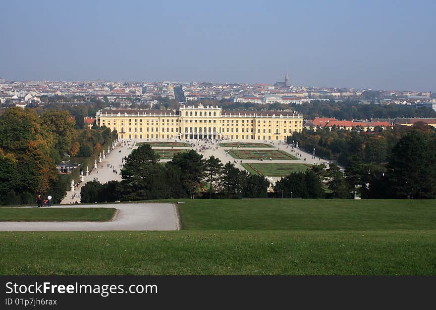 Schonbrunn Palace and view to the city