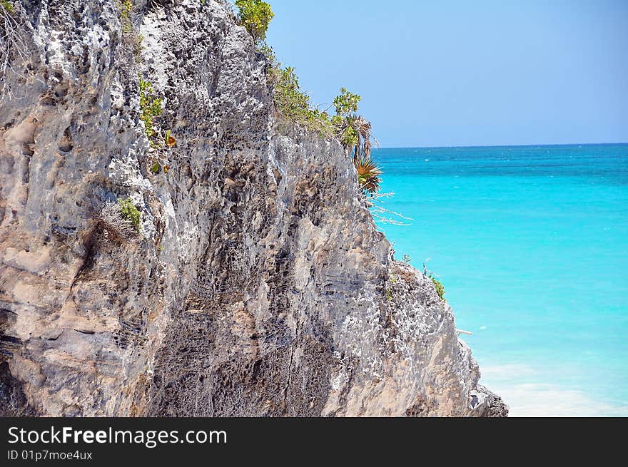 Caribbean coast of mayan site Tulum. Caribbean coast of mayan site Tulum