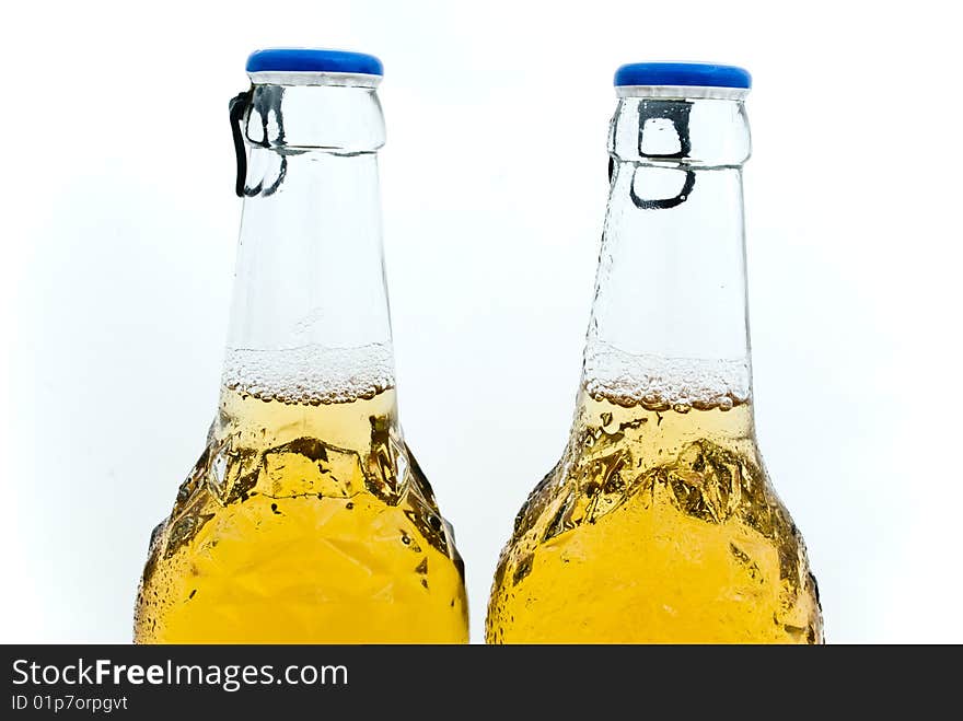 Beer in a bottle on a white background