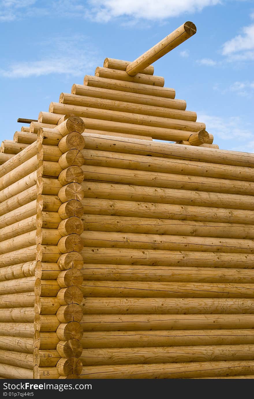 Building of house from wooden logs. Building of house from wooden logs