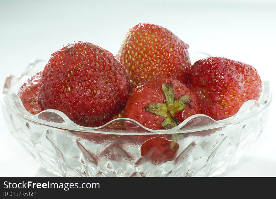 Fresh Strawberry in Glass Bowl