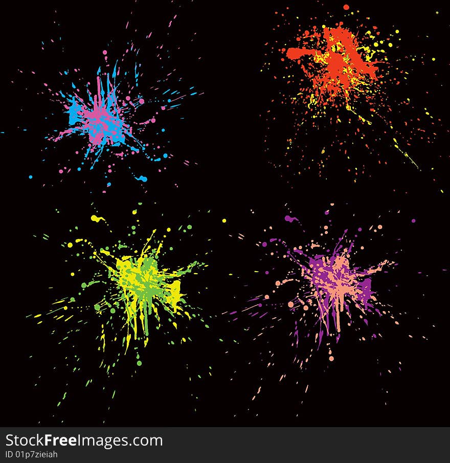 Colorful vector splatter set. (please visit my portfolio for more...) Additional vector format Eps8 (you can very easy edit with separate layers). Colorful vector splatter set. (please visit my portfolio for more...) Additional vector format Eps8 (you can very easy edit with separate layers)