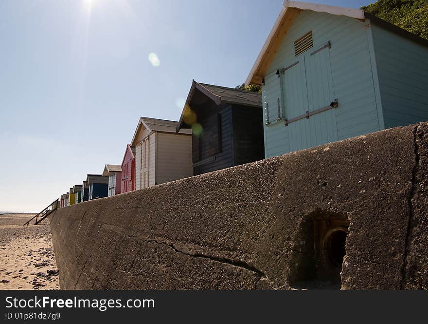 Beach huts in the sun