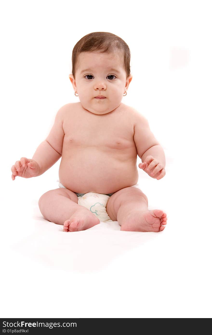 Three-month old baby girl in towel