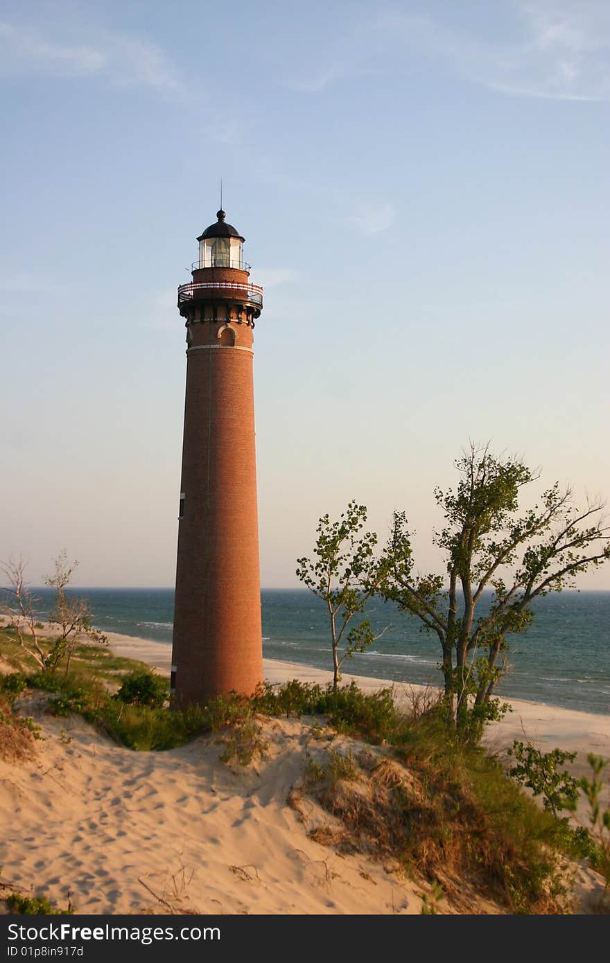 Little Sable Point Lighthouse located in Michigan's Lower Peninsula, in Lake Michigan.