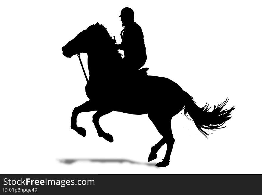 Rider's silhouette on white background. Rider's silhouette on white background