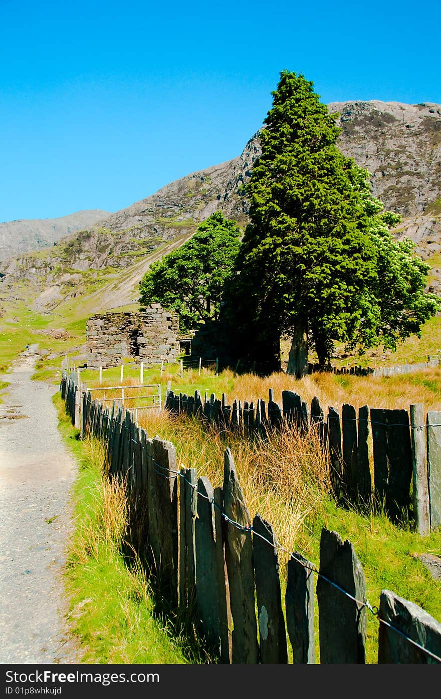 Stream with slate wall in north wales. Stream with slate wall in north wales