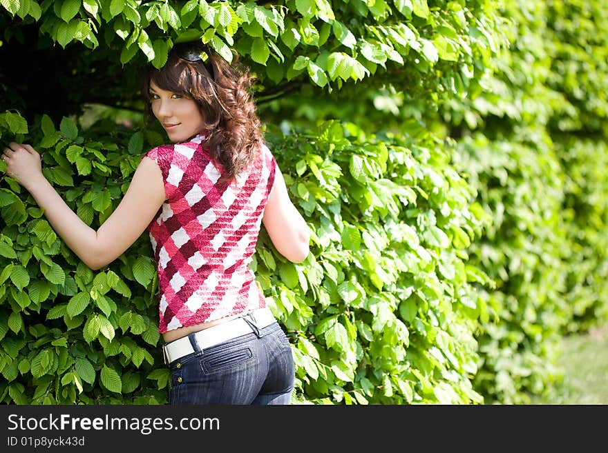 Beautiful girl in a forest