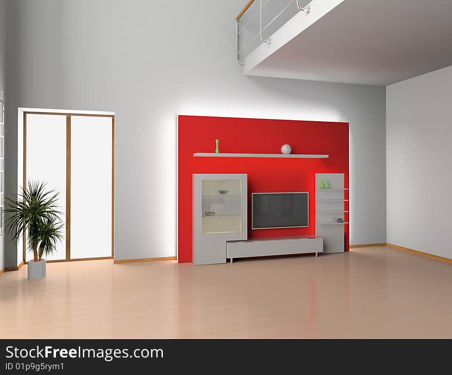 Modern interior of living room 3D