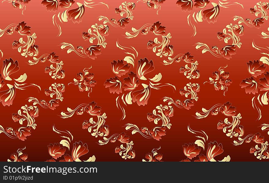 Illustration with decorative seamless royal floral ornament