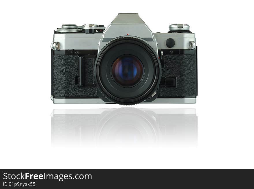 Vintage camera on a white background