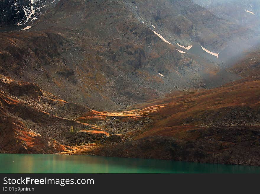 Russia, Mountain Altai, area the Katunsky ridge, a river Akchan watershed. Russia, Mountain Altai, area the Katunsky ridge, a river Akchan watershed.