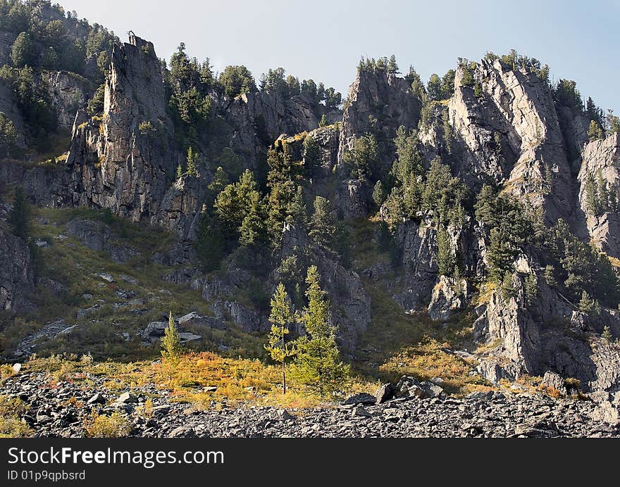 Russia, Mountain Altai, area the Katunsky ridge, a river Akchan watershed.  . Russia, Mountain Altai, area the Katunsky ridge, a river Akchan watershed.