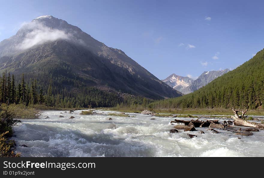 Russia, Mountain Altai, area the Katunsky ridge, a river Kucherla watershed.