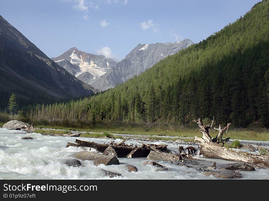 Russia, Mountain Altai, area the Katunsky ridge, a river Kucherla watershed.