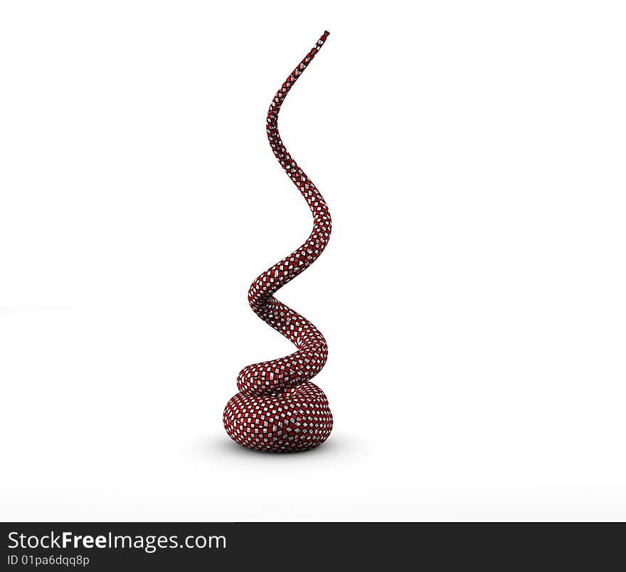 Twisty Shape in 3D on white background