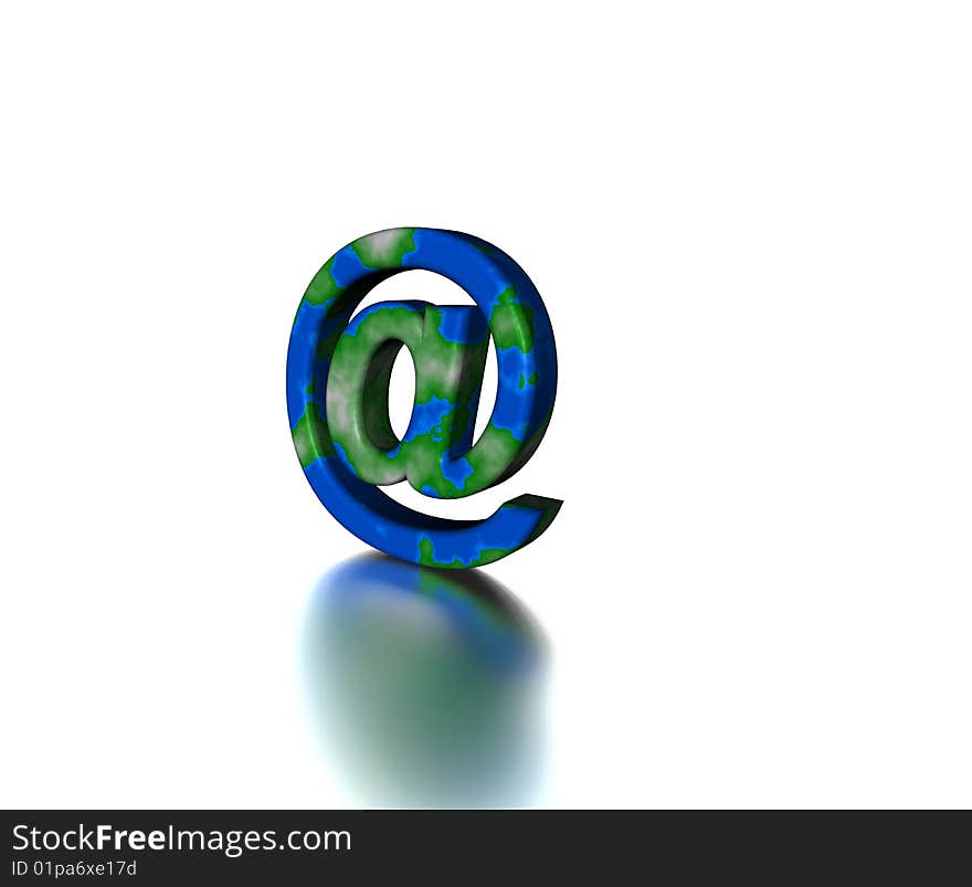 Email symbole with planet texture