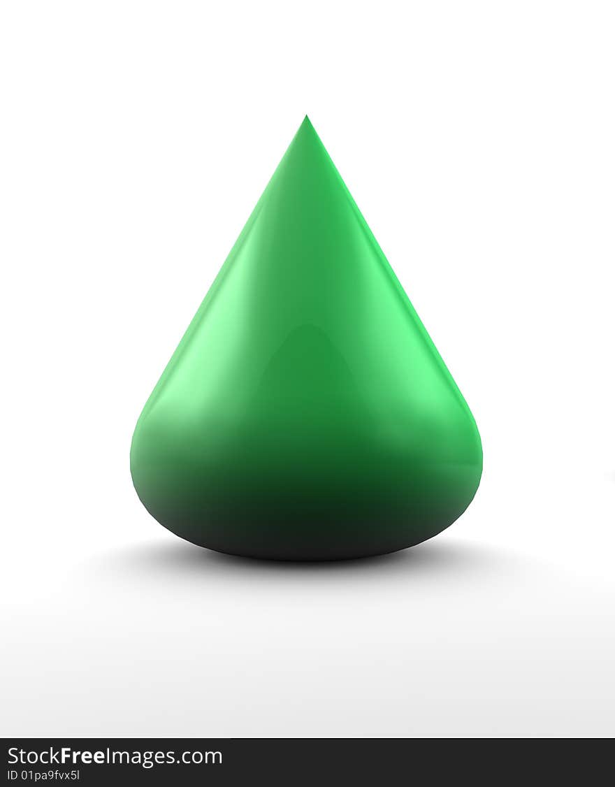 Green drop on white background