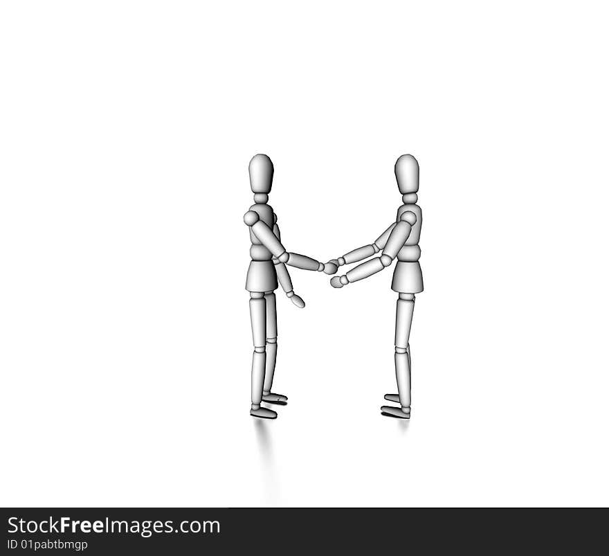 Figures shaking hands on white background. Figures shaking hands on white background