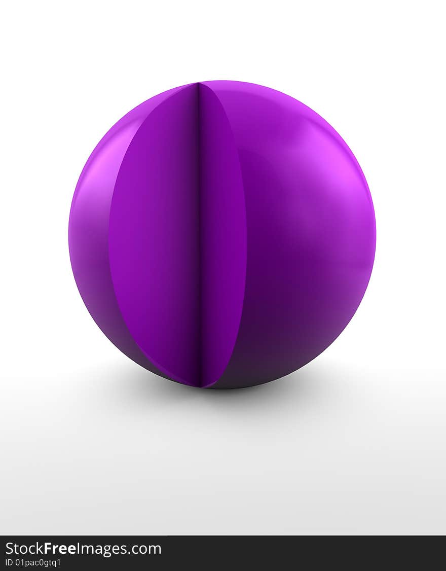 Ball with missing section on white background. Ball with missing section on white background