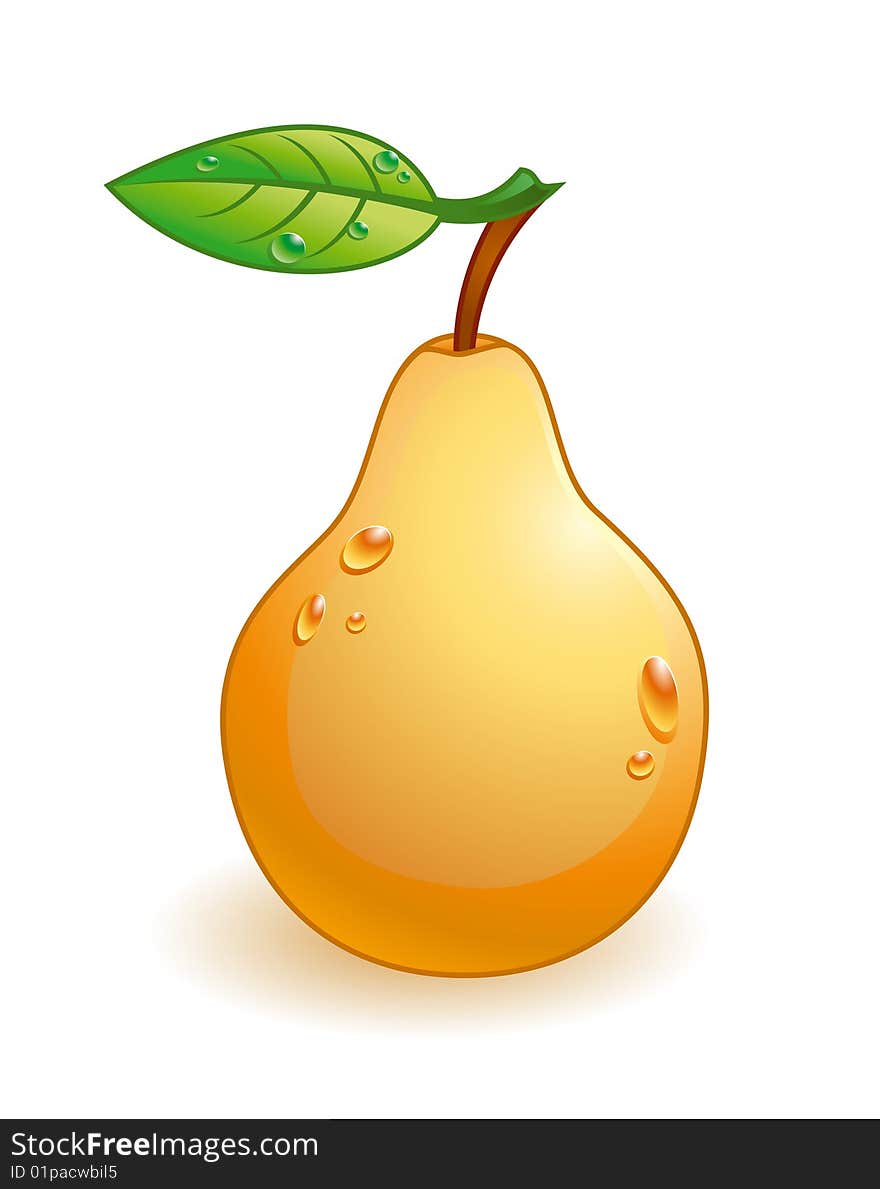 Vector glossy pear with some water drops