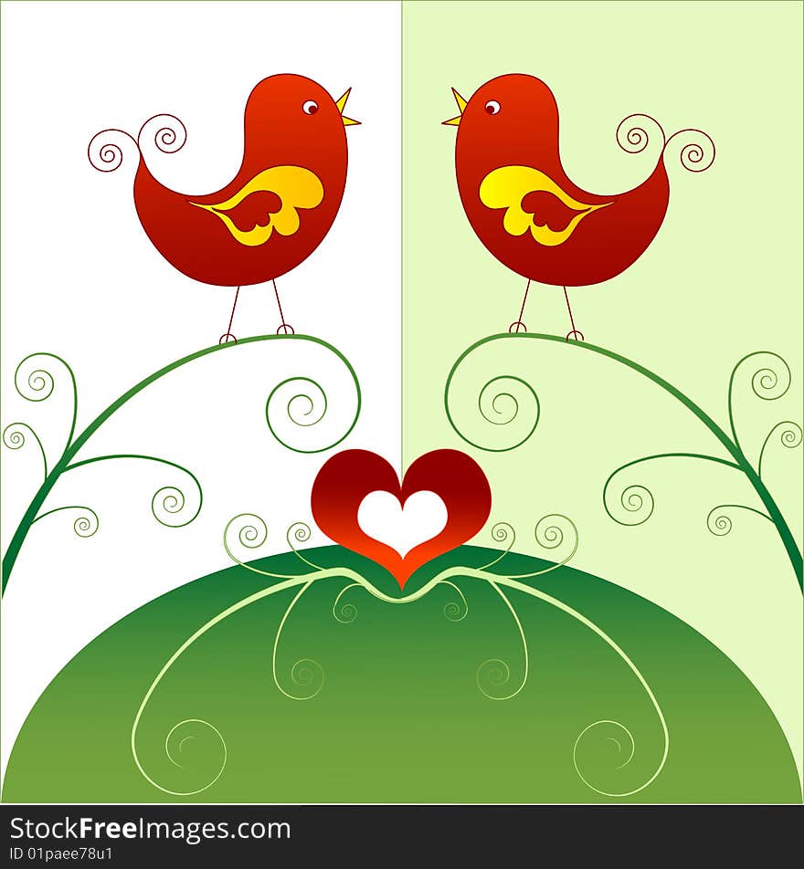 Birds in love, vector illustration