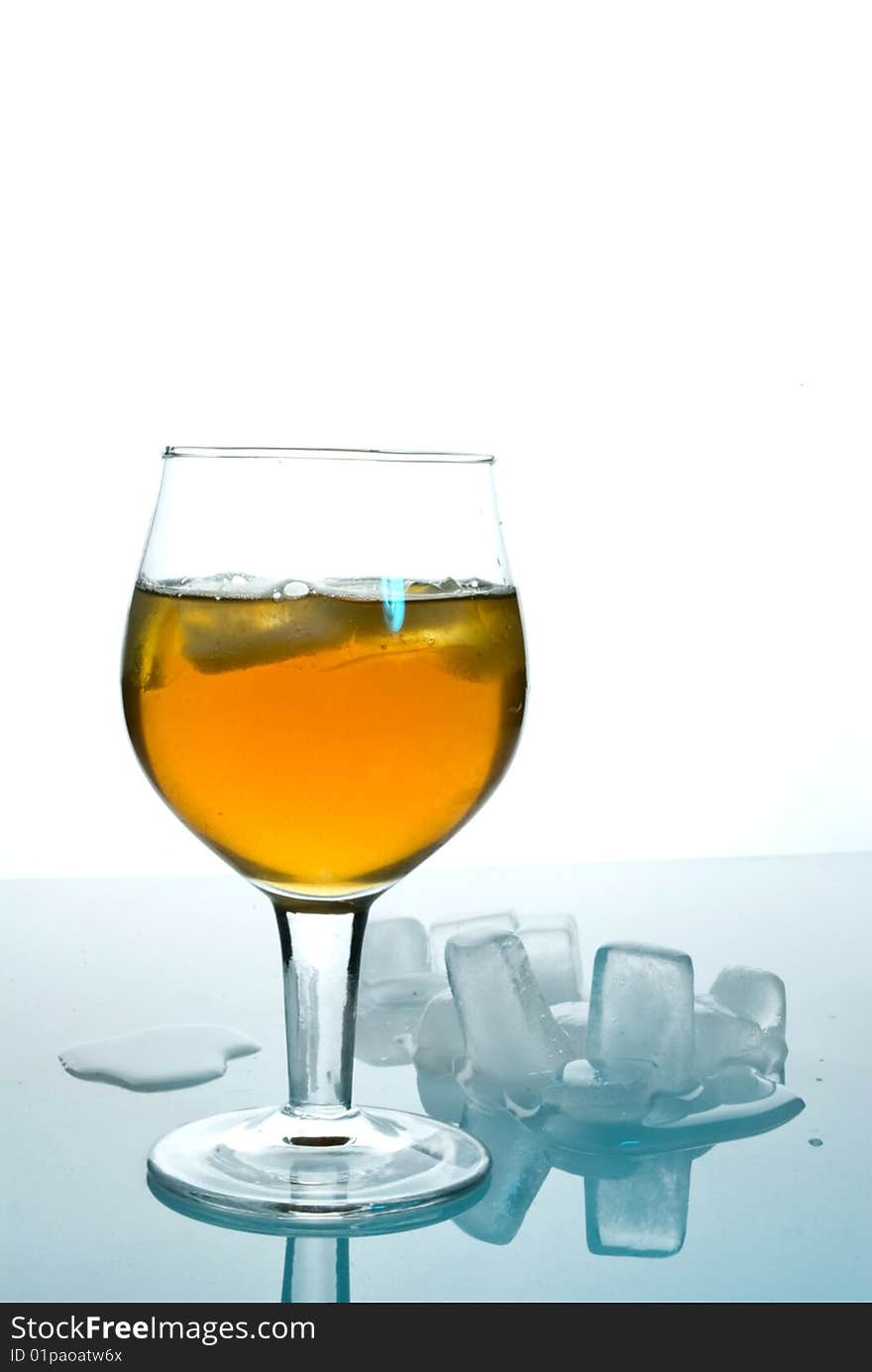 Brandy glass with ice inside