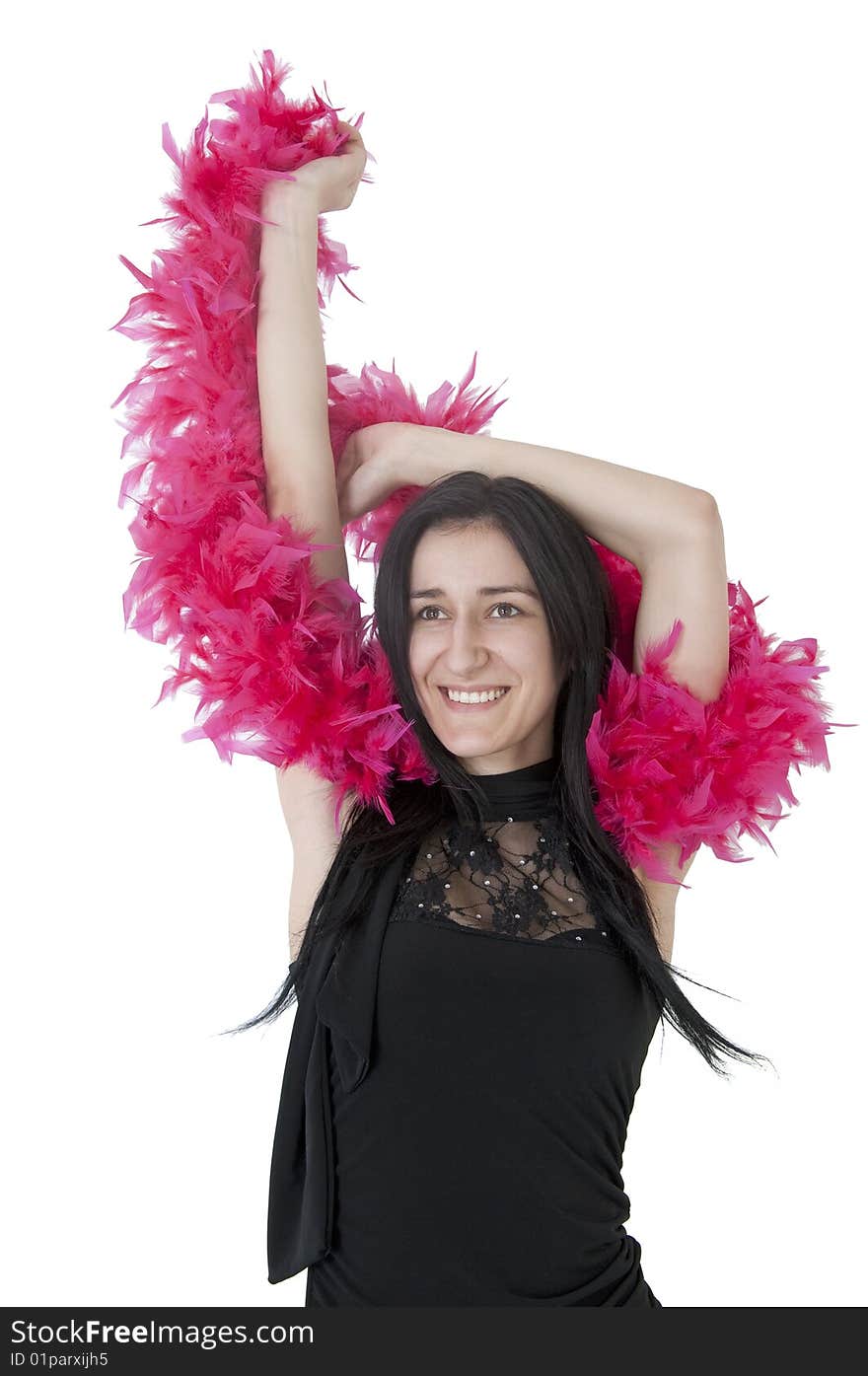 Happy young girl holding a scarf