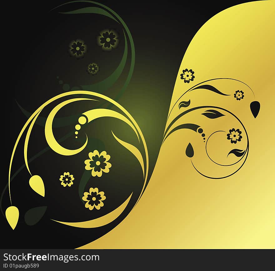 Abstract golden floral background (vector)