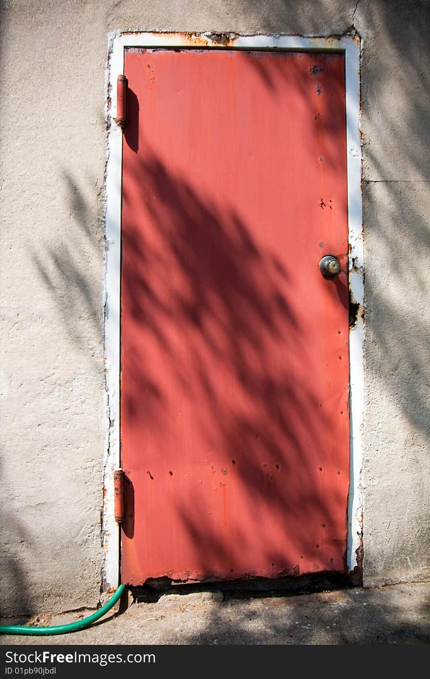 Old red door