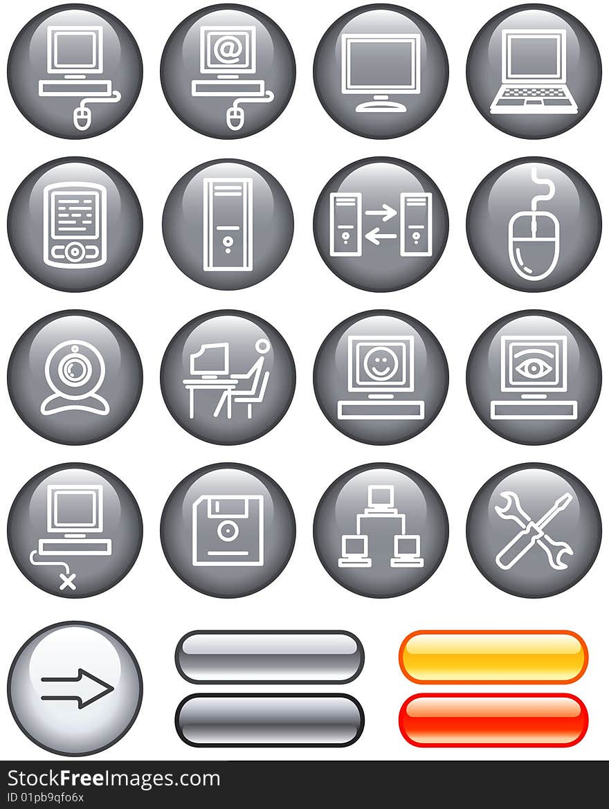 Web Icons Set - Hardware (Vector)