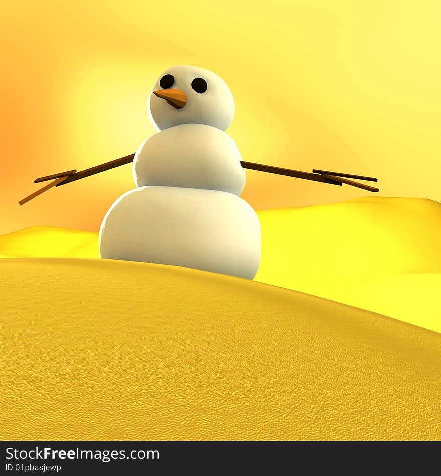 A snow man in a desert sooner or later it won't be there!. A snow man in a desert sooner or later it won't be there!