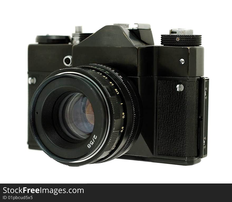 Old film camera isolate on a white background. Old film camera isolate on a white background